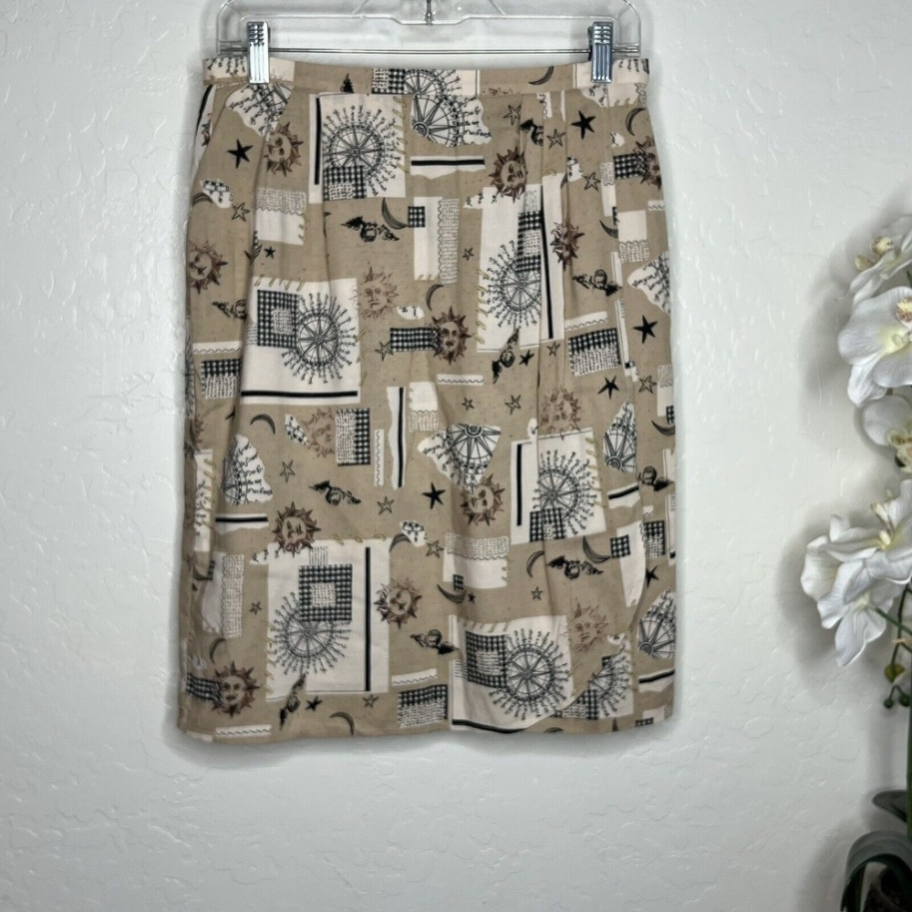 Pendleton Womens Rayon Print Faux Wrap Skirt In Cream Size 10